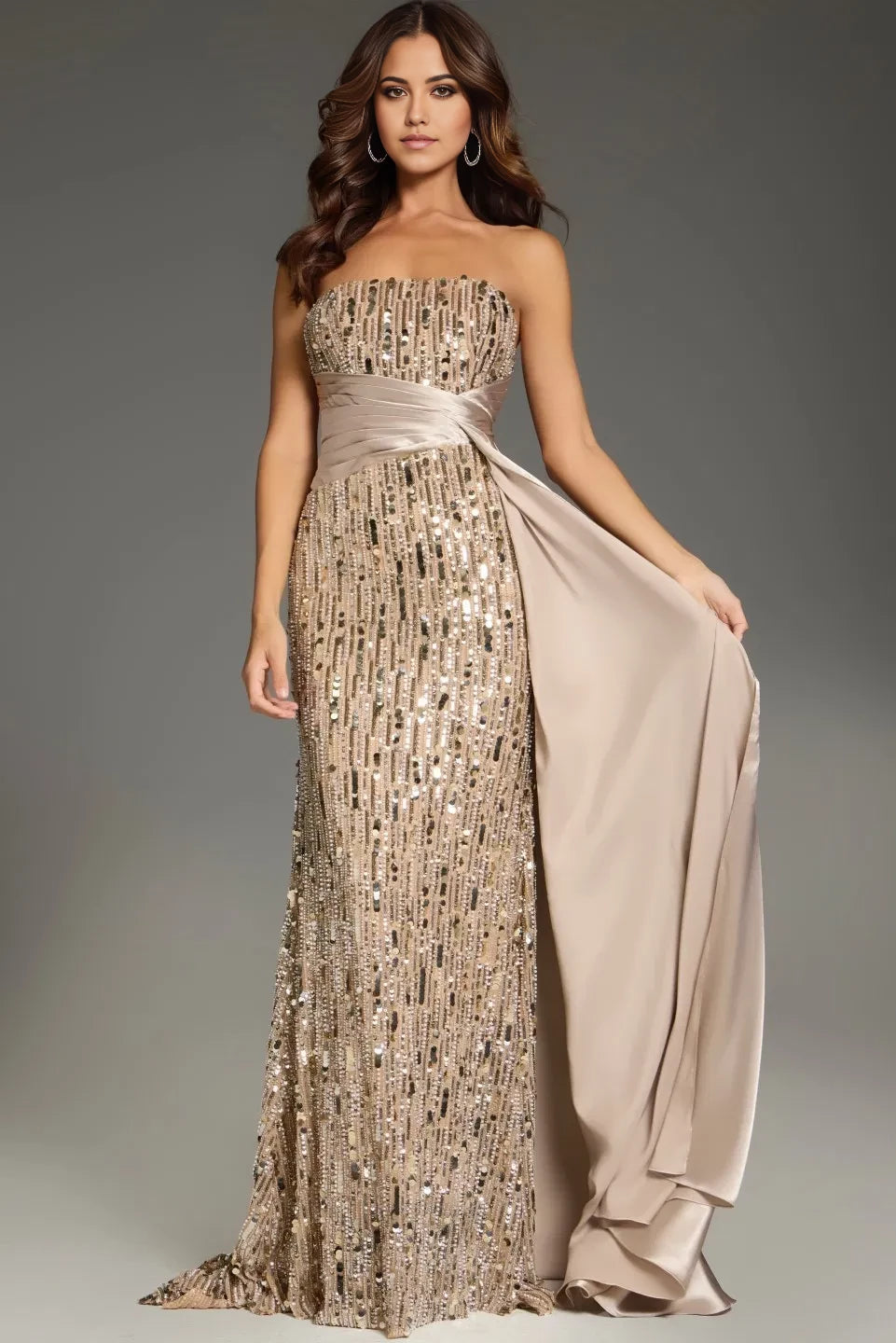 Glamorous Mermaid Strapless Sleeveless Open-Back Long Length Evening Dresses