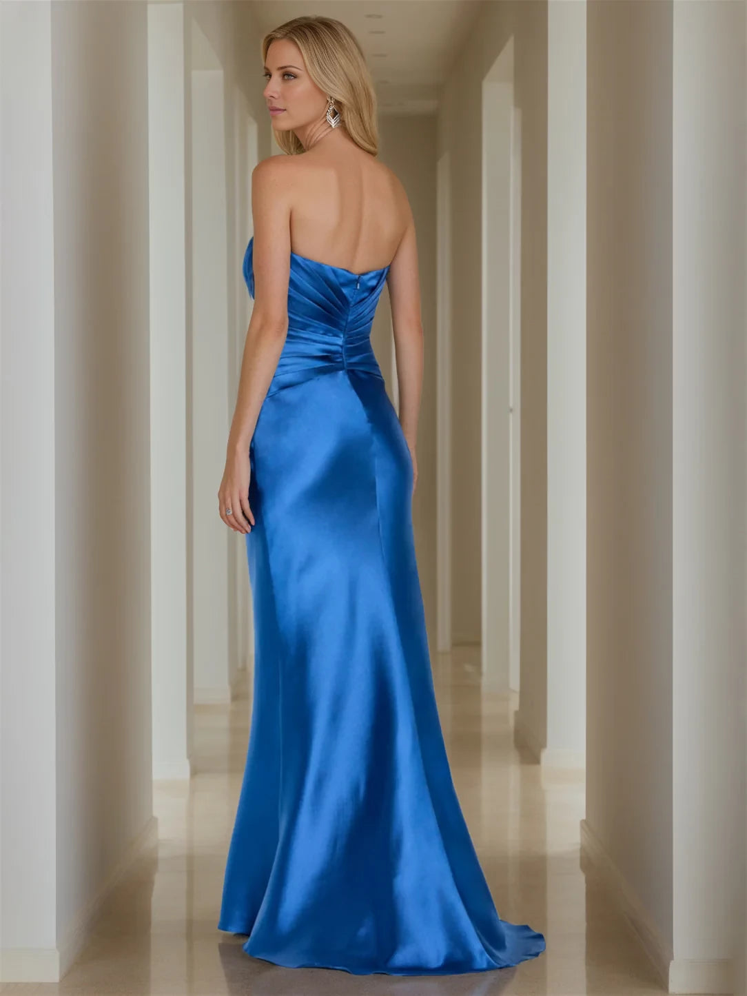 Glamorous Mermaid Strapless Sleeveless Zipper Back Floor - Length Evening Gown