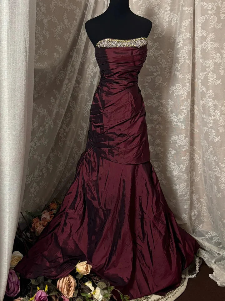 Glamorous Mermaid Strapless Sleeveless Zipper Back Long Length Prom Dresses