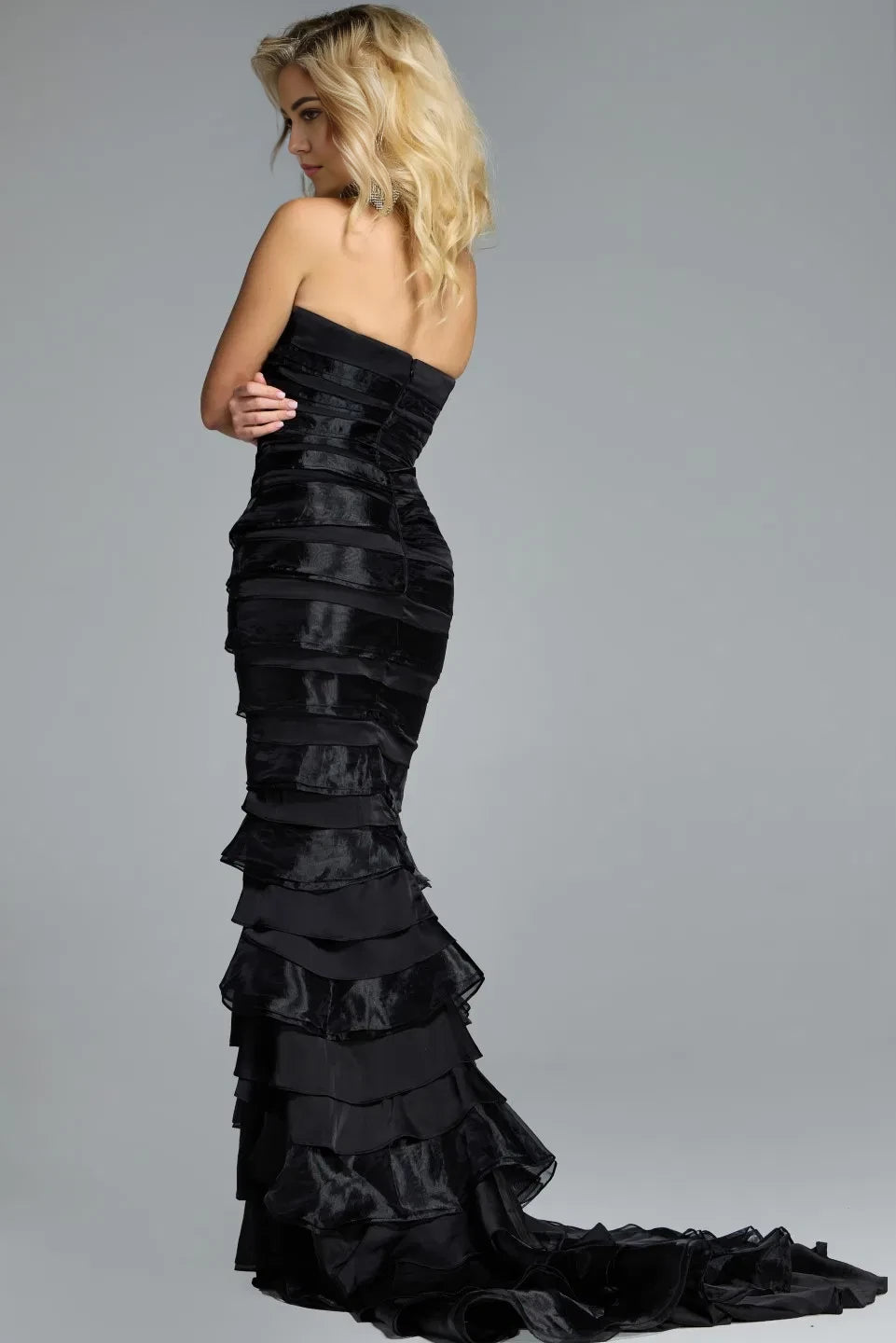 Glamorous Mermaid Strapless Tiered-Ruffle Long Length Evening Dresses