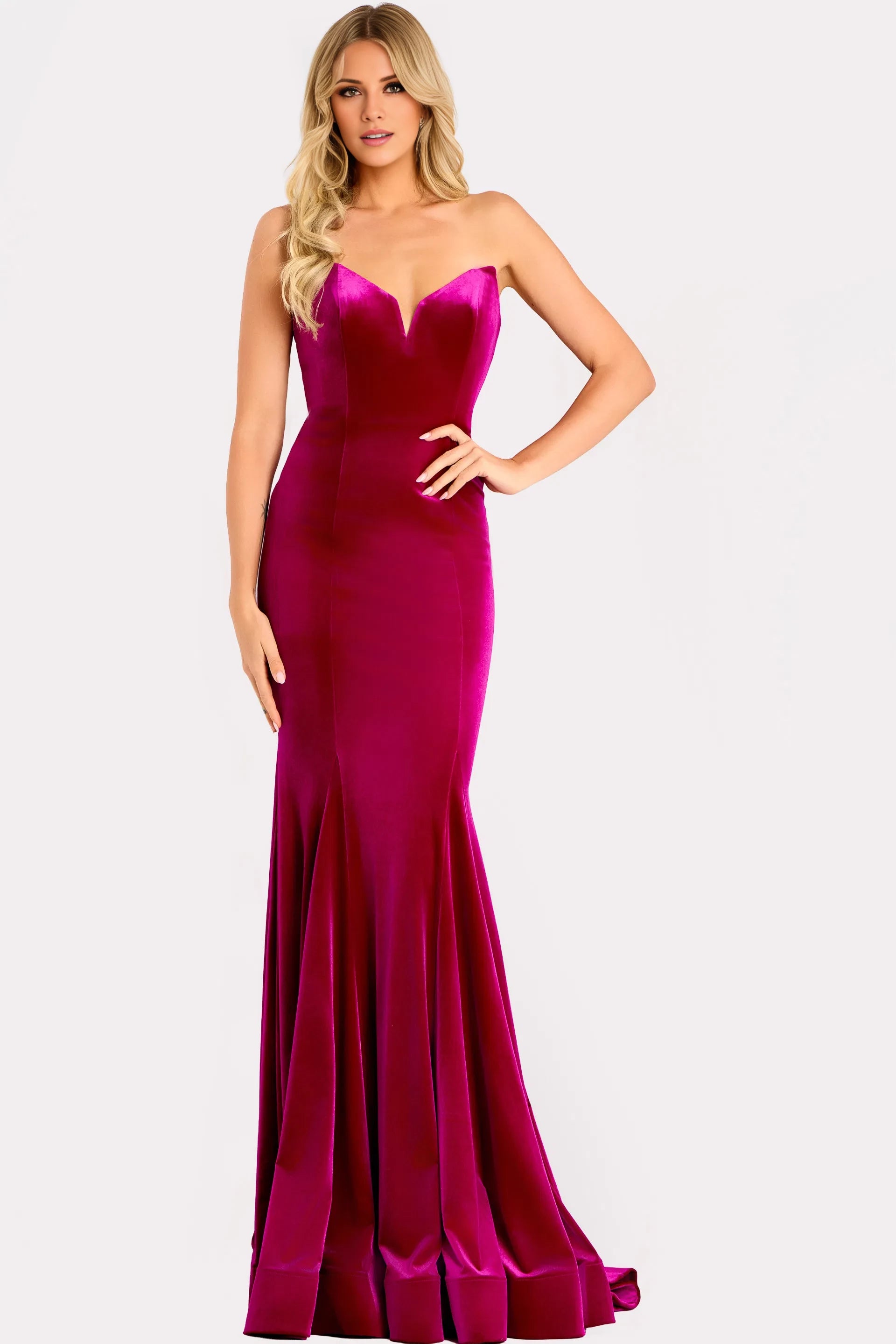 Glamorous Mermaid Strapless Velvet Sweetheart Long Length Evening Dresses
