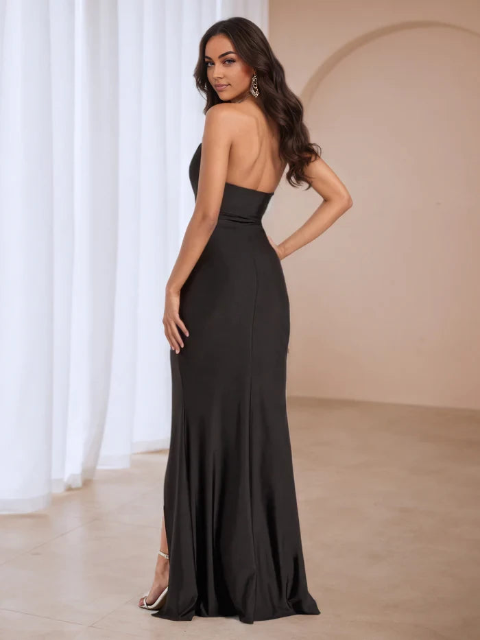 Glamorous Mermaid Sweetheart Crystal - Strap Open Back Long Length Prom Dresses