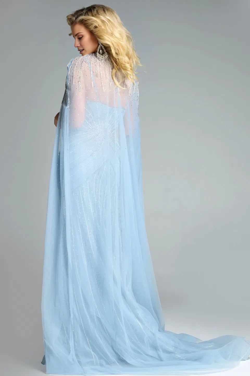 Glamorous Mermaid Sweetheart-Neck Cape-Sleeve Beaded-Accent Long Length Evening Dresses