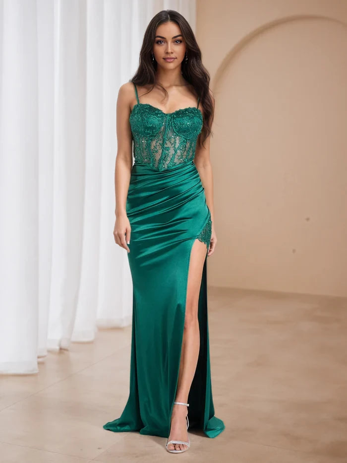 Glamorous Mermaid Sweetheart Neck Sleeveless Lace Back Floor Length Prom Dresses