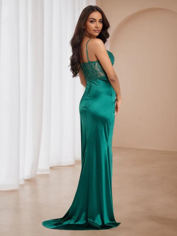 Glamorous Mermaid Sweetheart Neck Sleeveless Lace Back Floor Length Prom Dresses