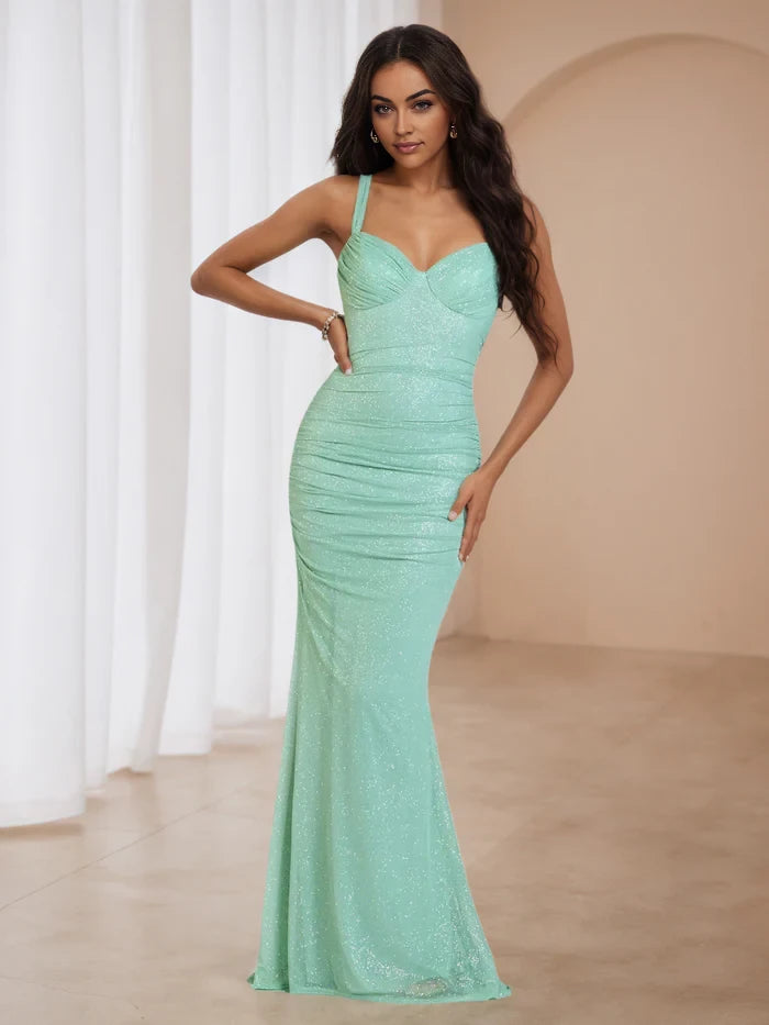 Glamorous Mermaid Sweetheart Neck Sleeveless Lace - Up Back Floor Length Prom Dresses