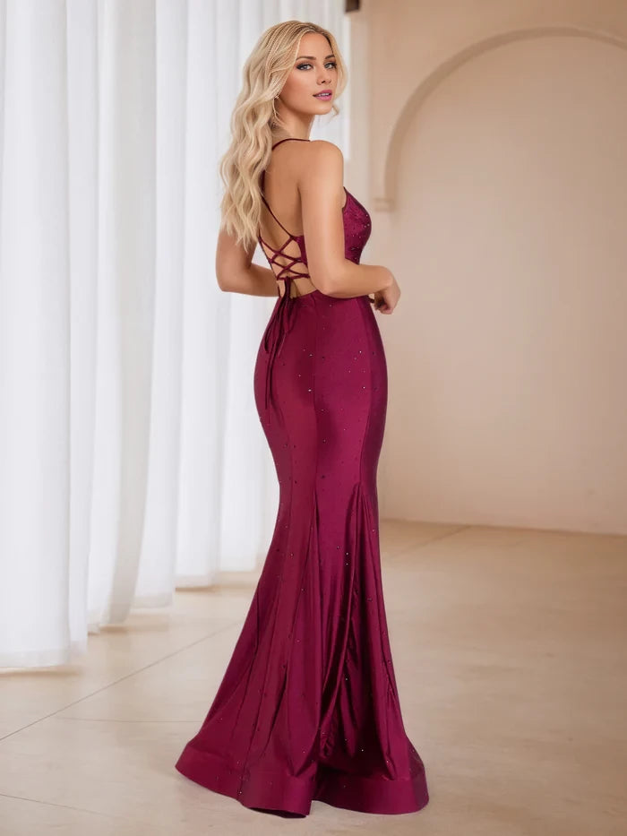 Glamorous Mermaid Sweetheart Neck Sleeveless Lace - Up Back Long Length Prom Dresses