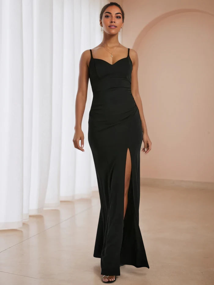 Glamorous Mermaid Sweetheart Neck Spaghetti Strap Open Back Long Length Prom Dresses