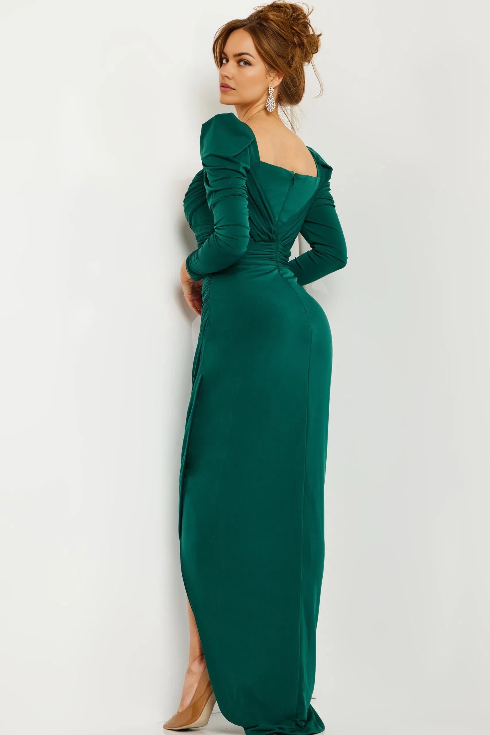 Glamorous Mermaid Sweetheart Neckline Puff-Sleeve Ruched-Bodice Long Length Evening Dresses
