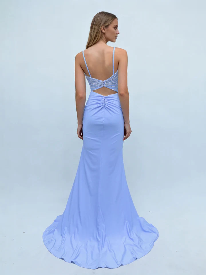 Glamorous Mermaid Sweetheart Spaghetti Strap Cut - Out Back Long Length Prom Dresses