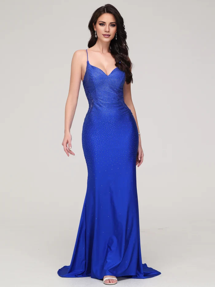 Glamorous Mermaid Sweetheart Spaghetti Strap Lace - Up Back Long Length Prom Dresses