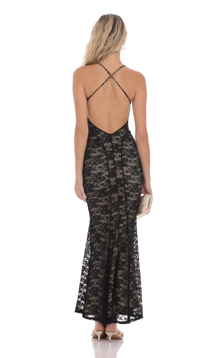 Glamorous Mermaid V-Neck Sleeveless Criss-Cross Back Floor Length Prom Dresses