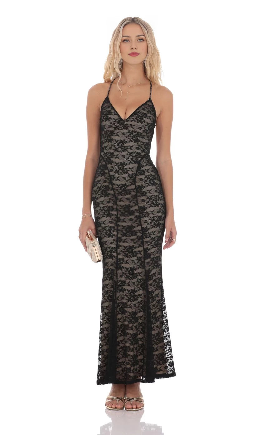 Glamorous Mermaid V-Neck Sleeveless Criss-Cross Back Floor Length Prom Dresses