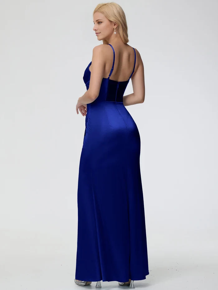 Glamorous Mermaid V - Neck Sleeveless Open Back Long Length Prom Dresses