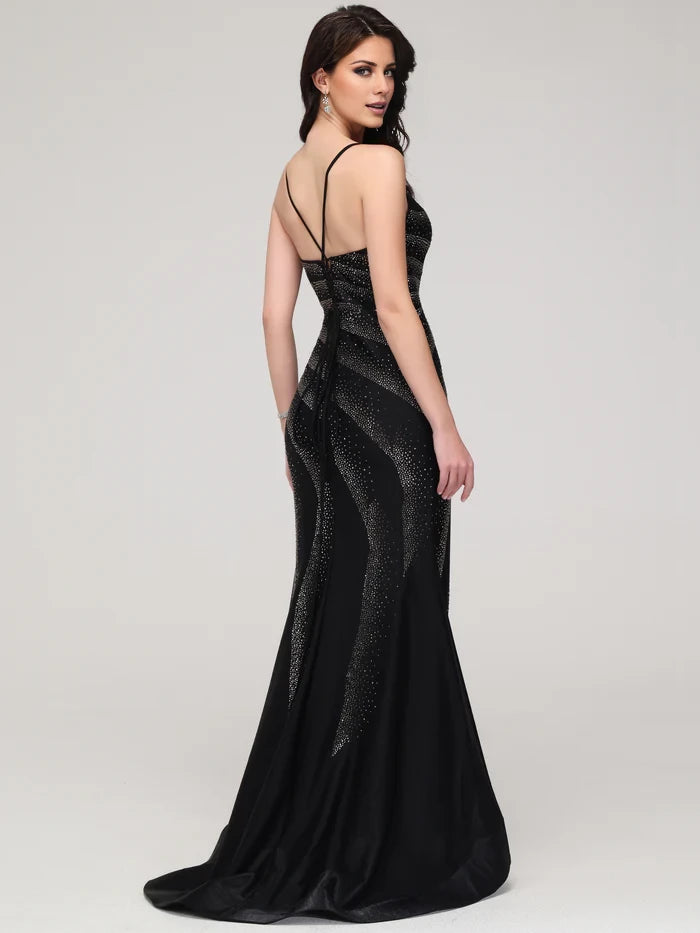 Glamorous Mermaid V - Neck Spaghetti Strap Zipper Back Long Length Prom Dresses