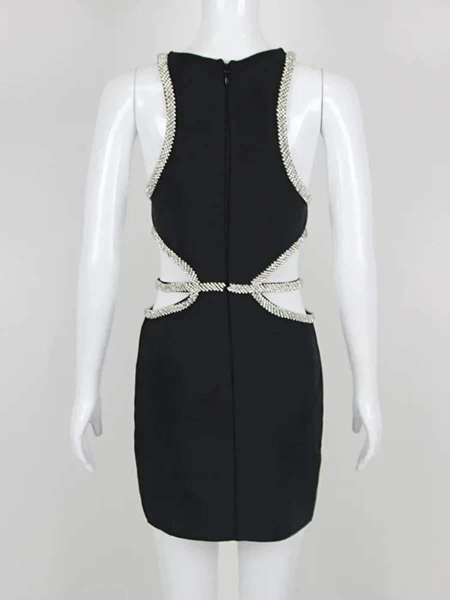 Glamorous Sheath Crew Neck Sleeveless Cut - Out Back Mini Length Homecoming Dresses
