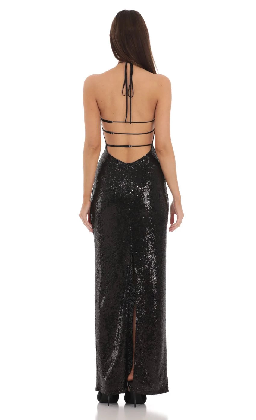 Glamorous Sheath Halter Neck Sleeveless Strappy Back Floor Length Prom Dresses