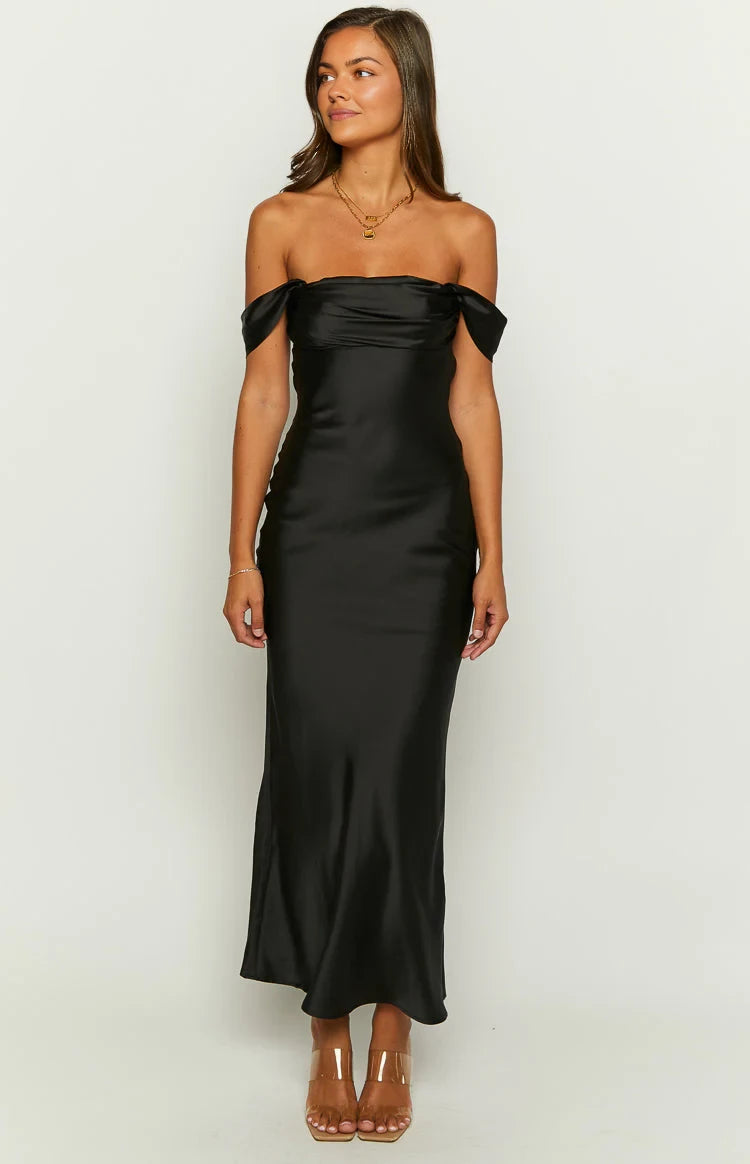 Glamorous Sheath Off - Shoulder Open Back Floor Length Prom Dresses
