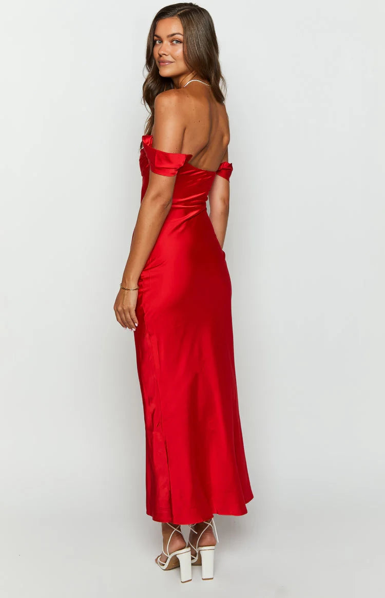 Glamorous Sheath Off - Shoulder Open Back Floor Length Prom Dresses