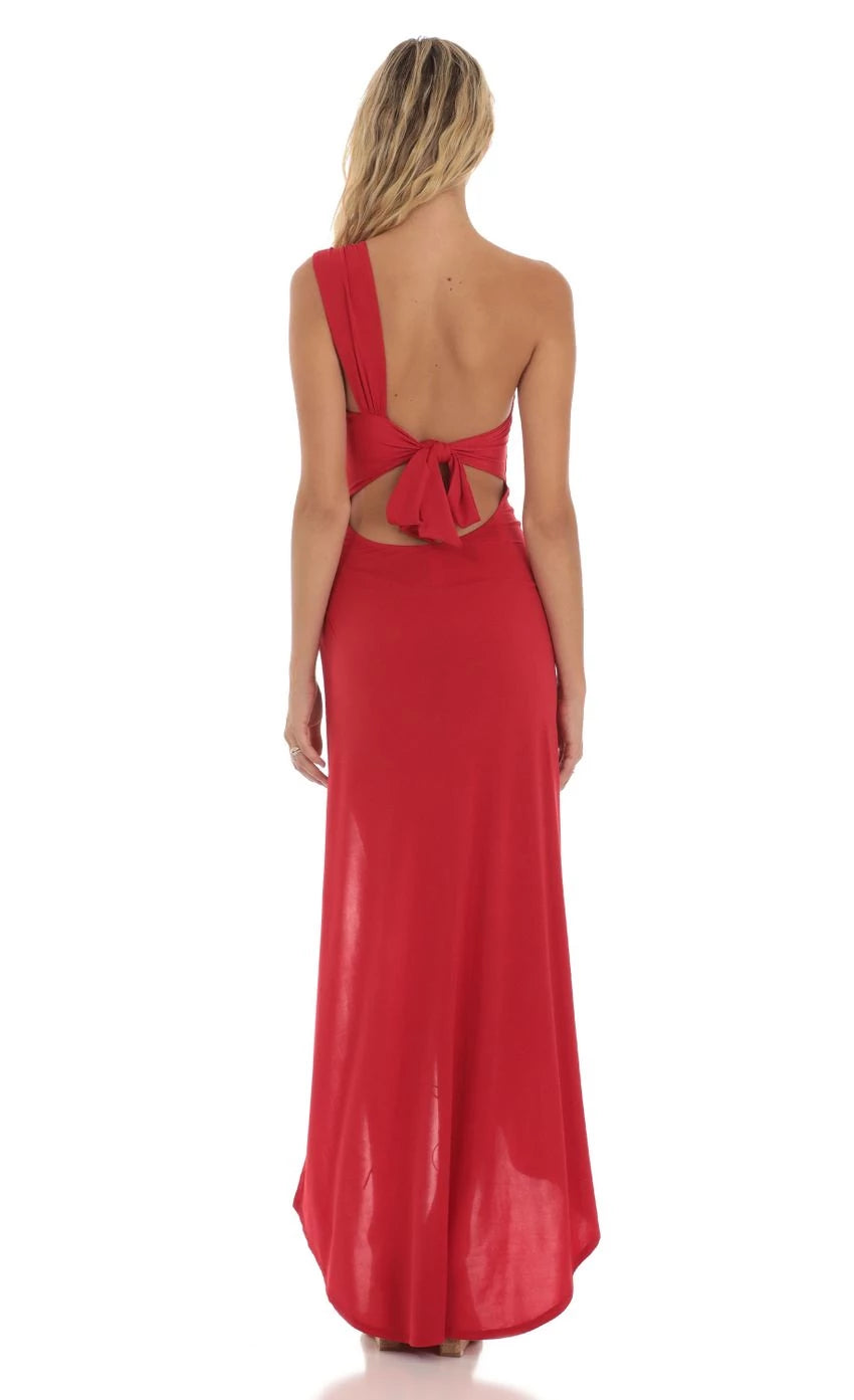 Glamorous Sheath One-Shoulder High-Low Prom Dresses