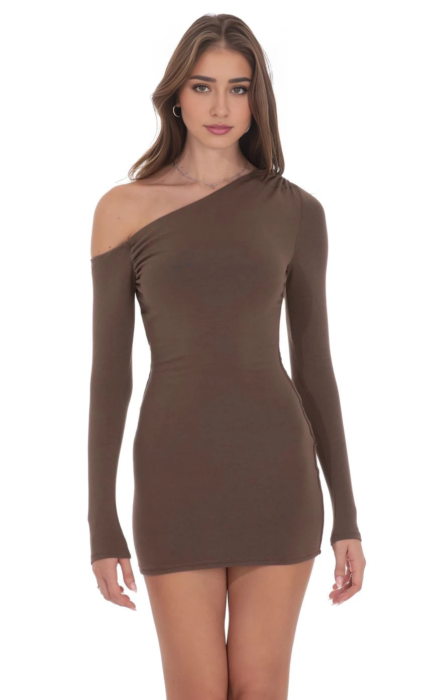 Glamorous Sheath One-Shoulder Long-Sleeve Short Length Homecoming Dresses