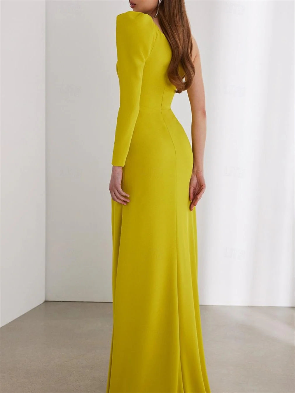 Glamorous Sheath One - Shoulder Long Sleeve Zipper Back Long Length Prom Dresses