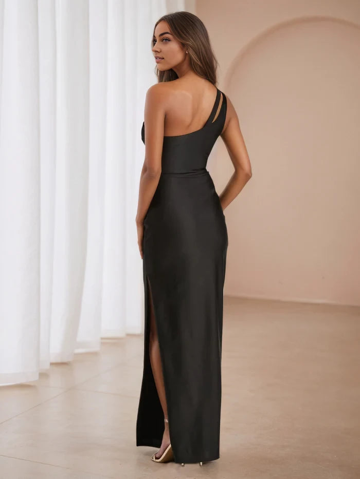 Glamorous Sheath One - Shoulder Sleeveless Open Back Long Length Prom Dresses