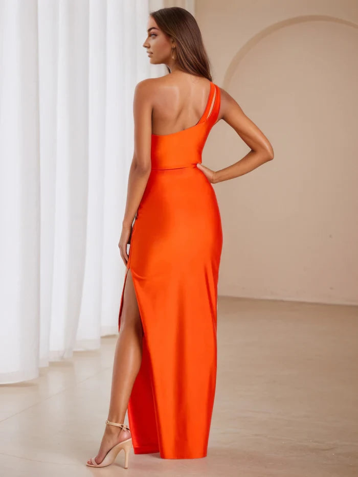 Glamorous Sheath One - Shoulder Sleeveless Open Back Long Length Prom Dresses