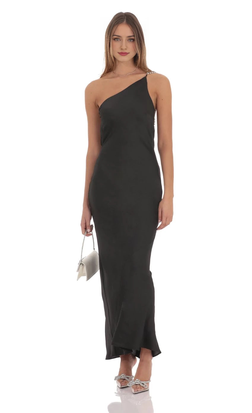 Glamorous Sheath One - Shoulder Sleeveless Pearl Back Floor Length Prom Dresses