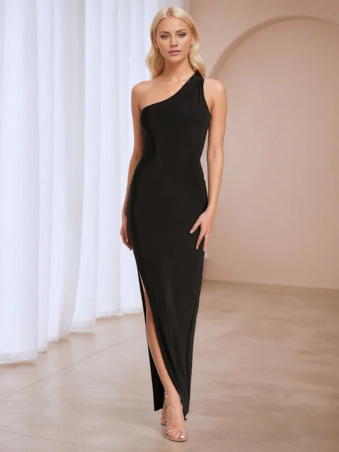 Glamorous Sheath One - Shoulder Sleeveless Strappy Back Long Length Prom Dresses