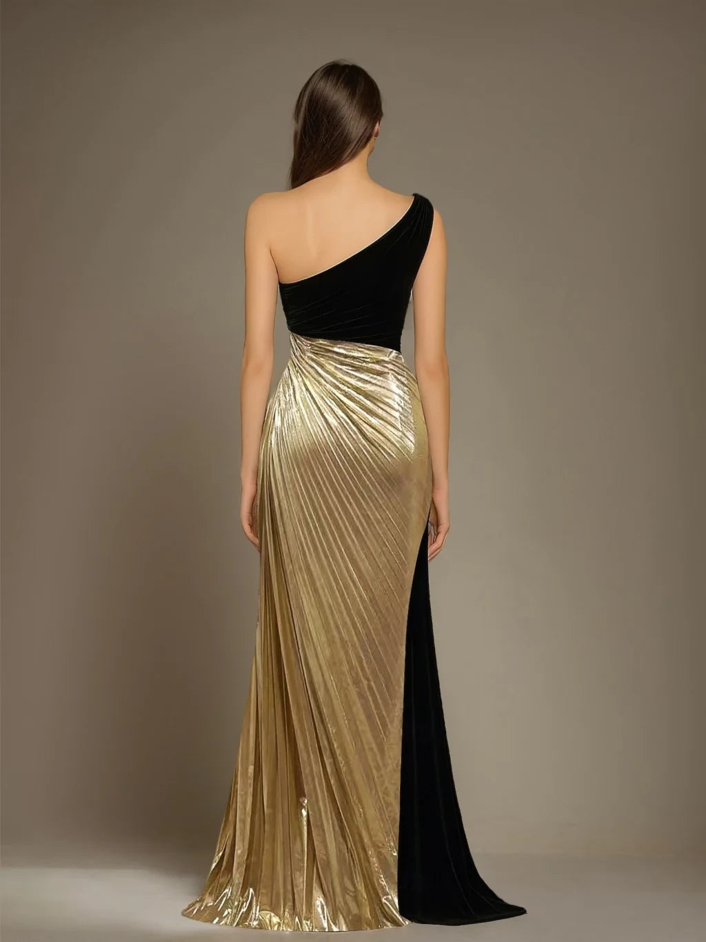 Glamorous Sheath One - Shoulder Sleeveless Zipper Back Floor - Length Evening Gown