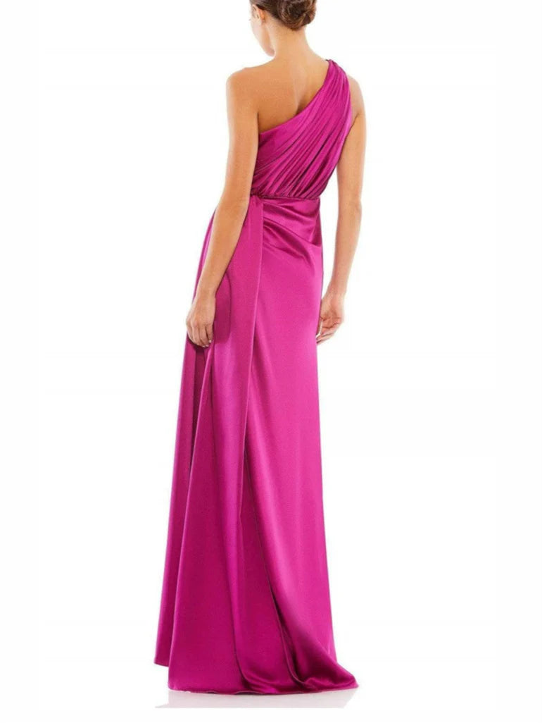 Glamorous Sheath One - Shoulder Sleeveless Zipper Back Floor - Length Evening Gown