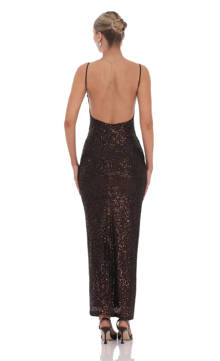 Glamorous Sheath Spaghetti-Strap Open Back Floor Length Prom Dresses