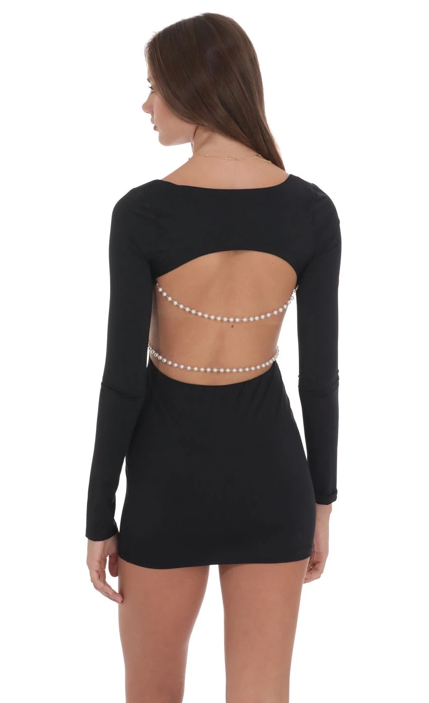 Glamorous Sheath Square-Neck Long-Sleeve Pearl-Back Short Length Homecoming Dresses