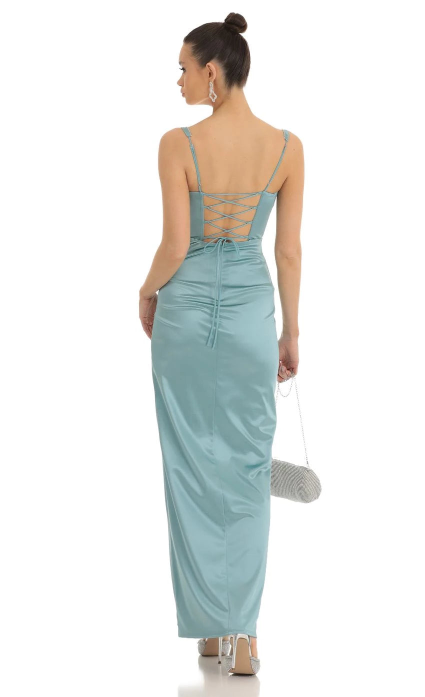 Glamorous Sheath Square Neck Sleeveless Lace - Up Back Floor Length Prom Dresses