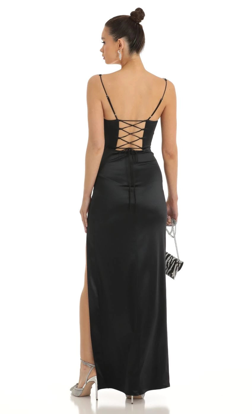 Glamorous Sheath Square Neck Sleeveless Lace - Up Back Floor Length Prom Dresses