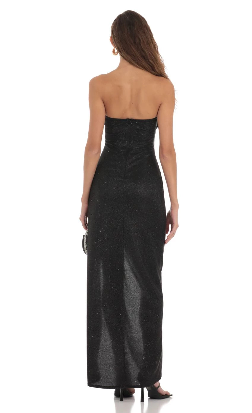 Glamorous Sheath Strapless High-Slit Back Floor Length Prom Dresses