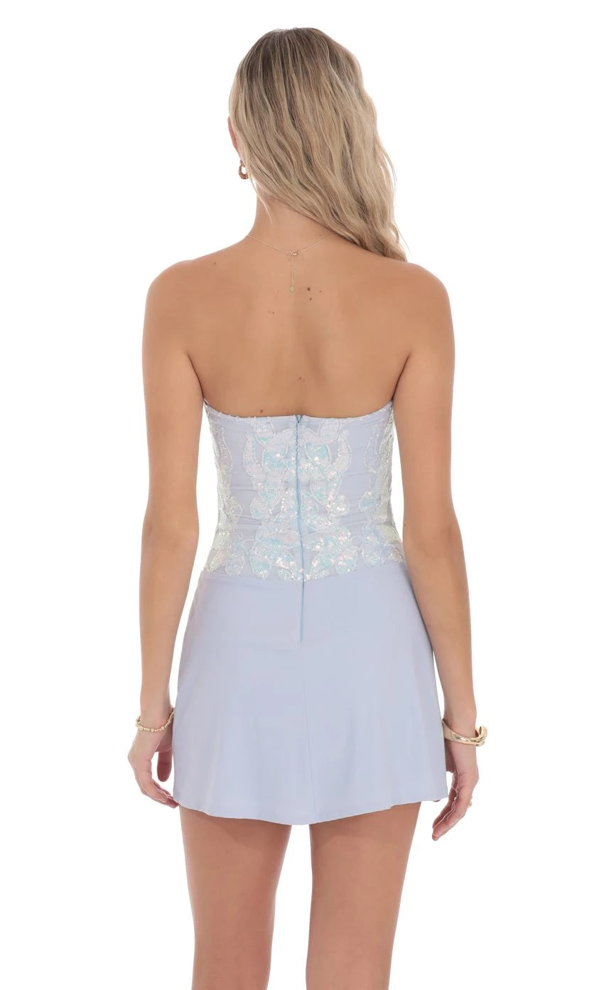 Glamorous Sheath Strapless Sequin-Embellished Backless Short Length Homecoming Dresses
