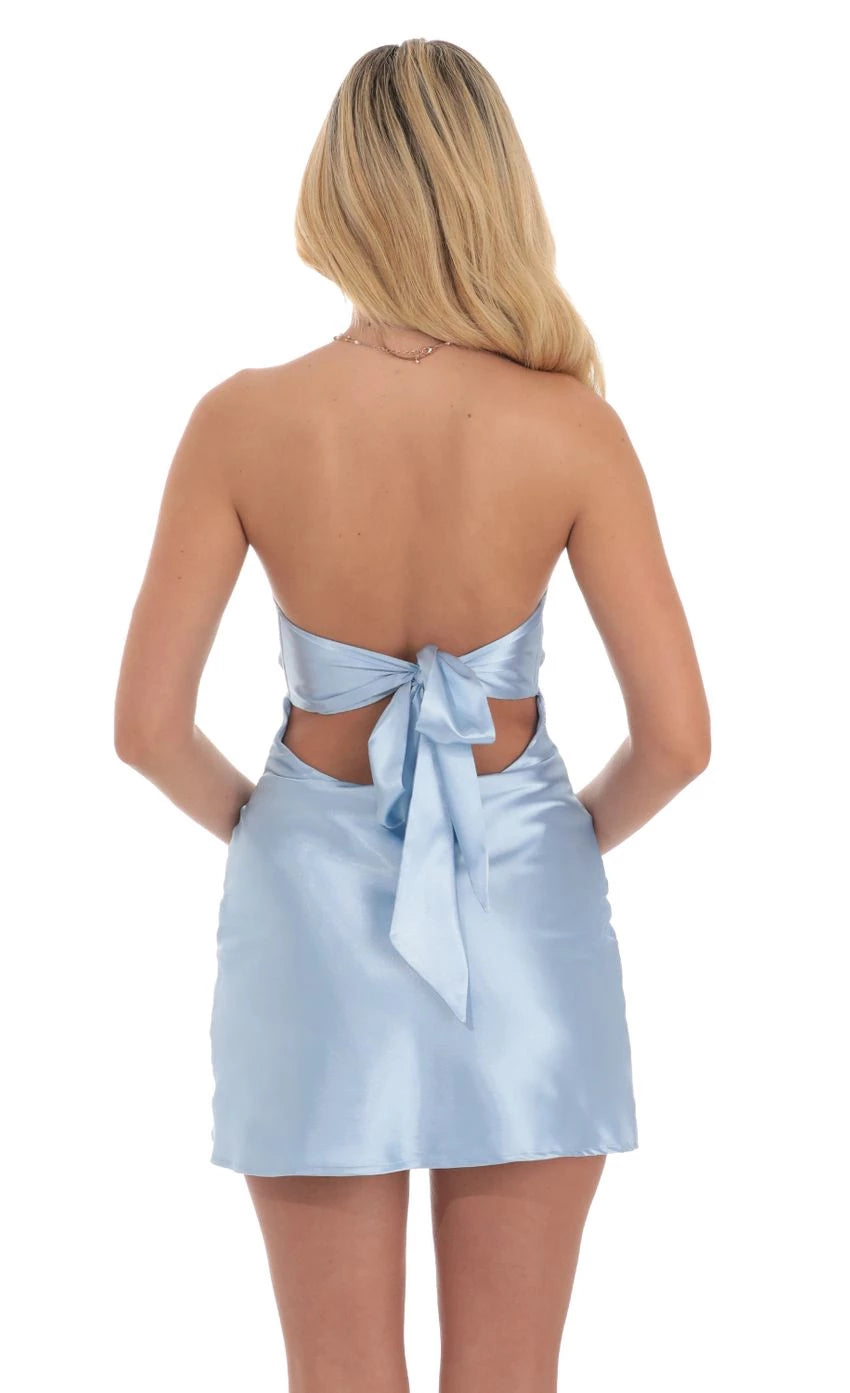 Glamorous Sheath Strapless Sleeveless Bow-Back Short Length Homecoming Dresses