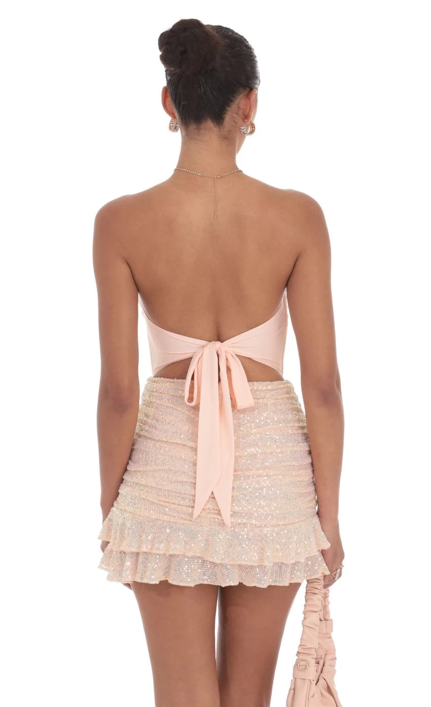 Glamorous Sheath Strapless Sleeveless Bow-Back Short Length Homecoming Dresses