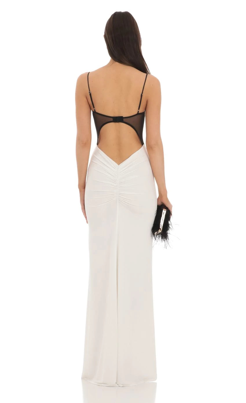 Glamorous Sheath Sweetheart Neck Sleeveless Contrast Back Floor Length Prom Dresses