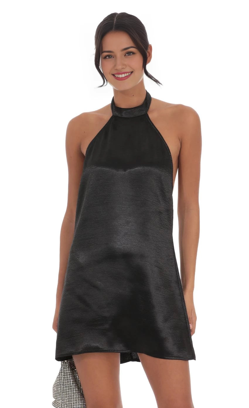 Glamorous Shift Halter-Neck Sleeveless Open-Back Short Length Homecoming Dresses