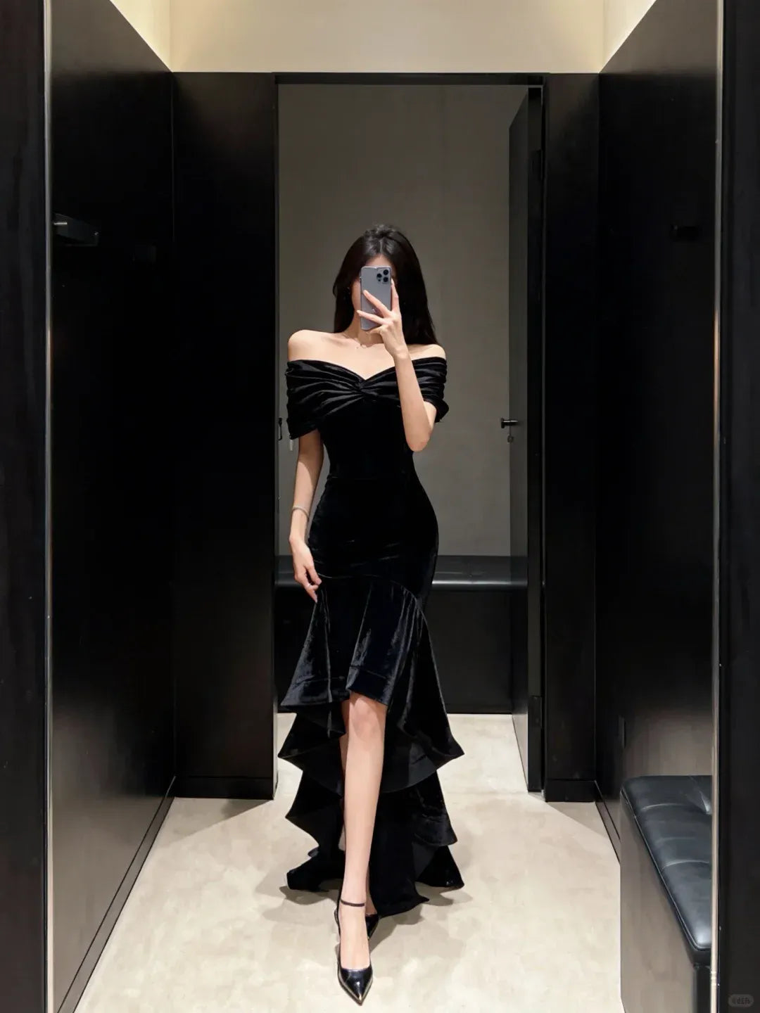 Glamorous Mermaid Off-the-Shoulder Twisted Ruffled High-Low Prom Dresses