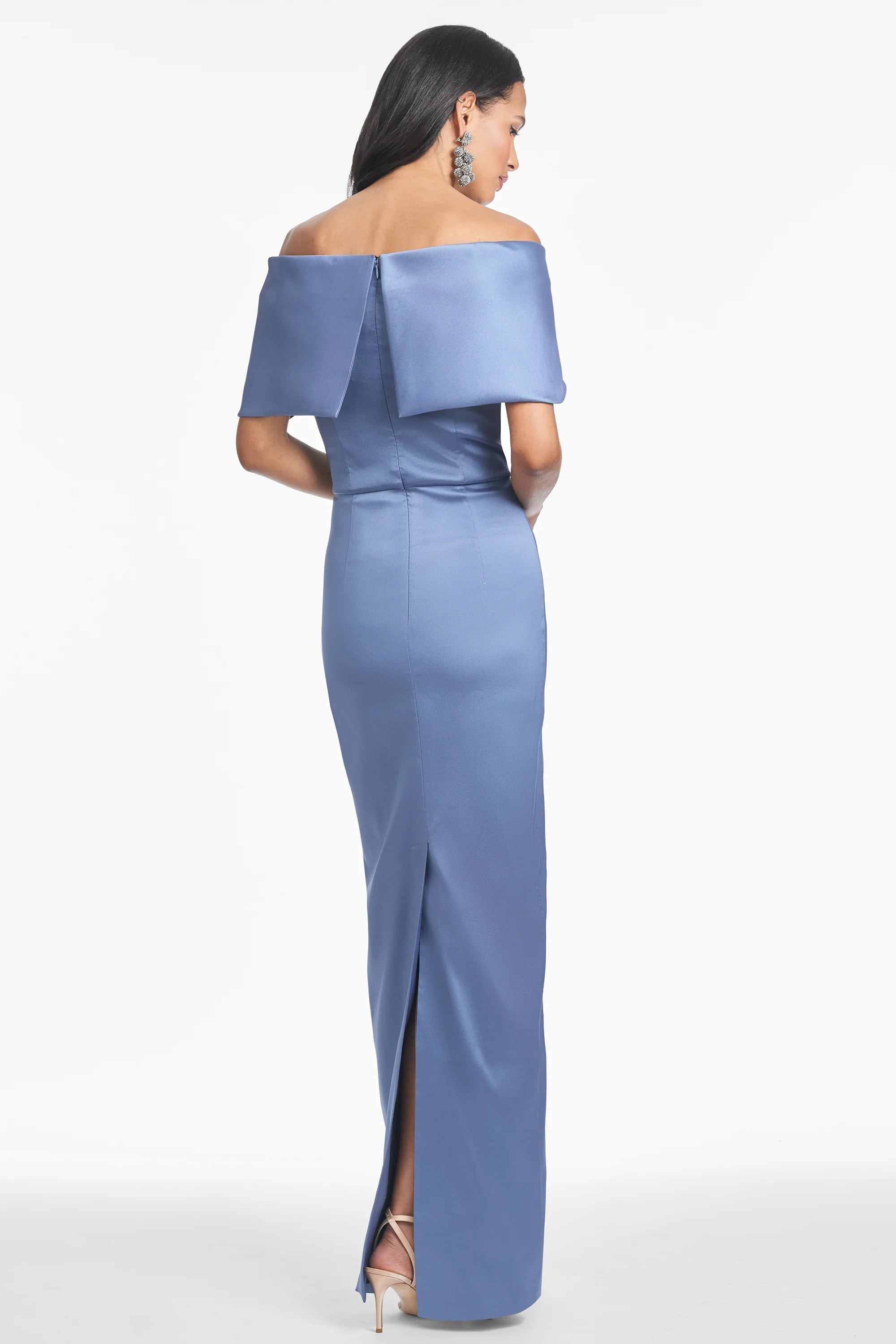 Glamorous Satin Mother of the Bride Dresses with Off-the-Shoulder Neckline, Draped Overlay and Mermaid Silhouette Formal Gown