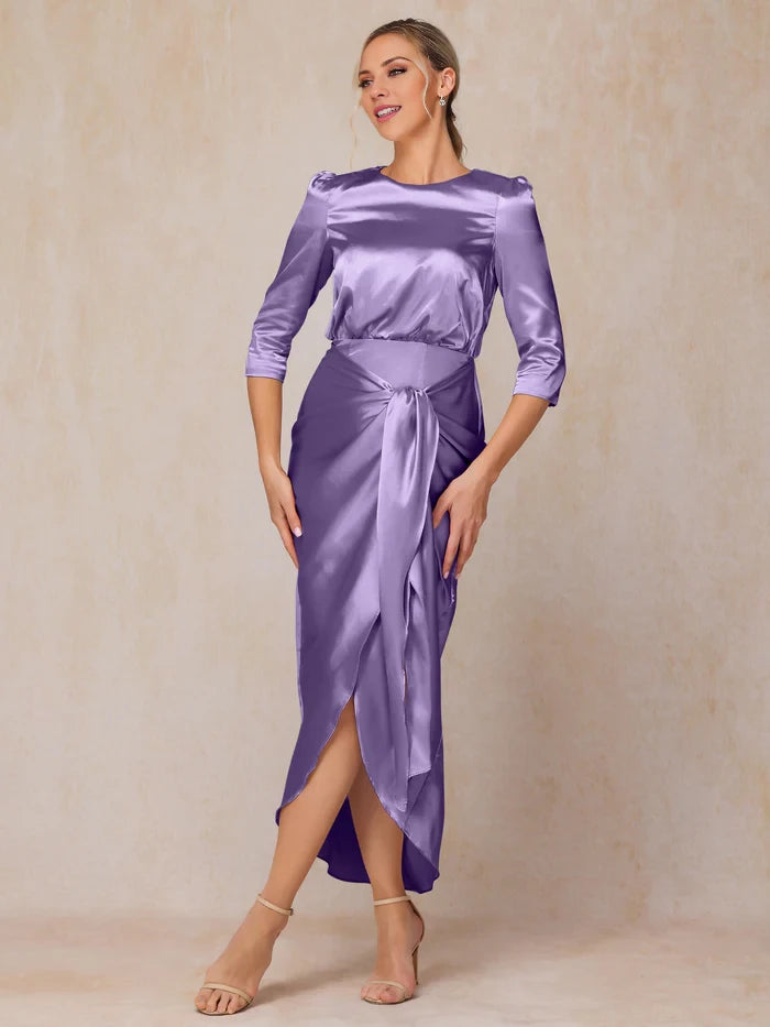 Half Sleeves Ankle Length Soft Satin Mother of the Bride Dresses