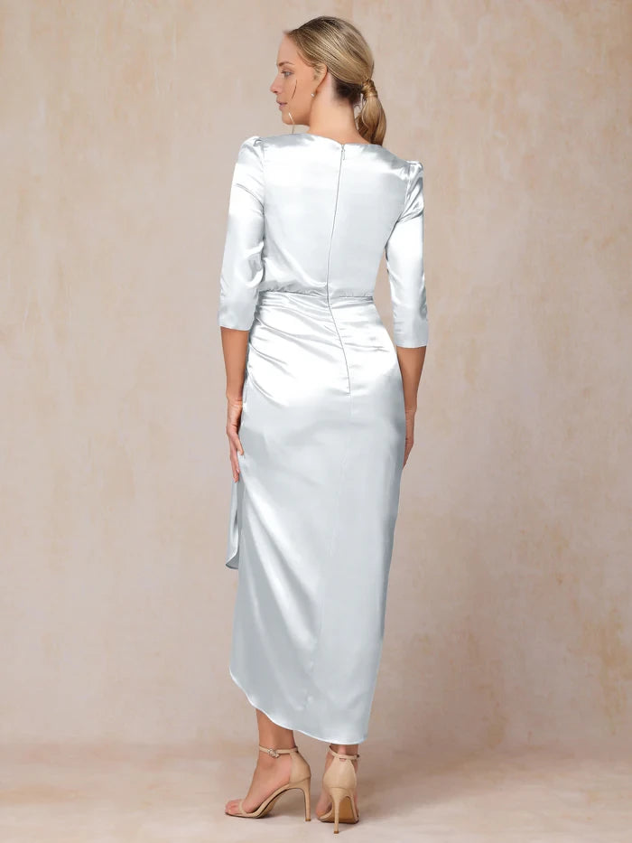 Half Sleeves Ankle Length Soft Satin Mother of the Bride Dresses
