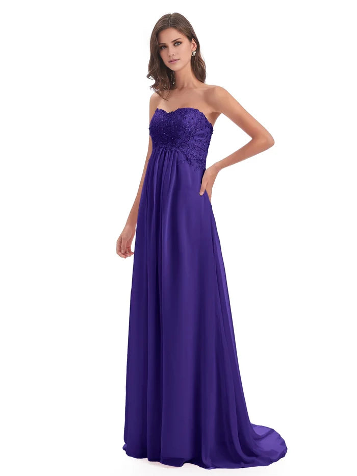 Halle Sweep-Brush Train Beading Sweetheart Bridesmaid Dresses