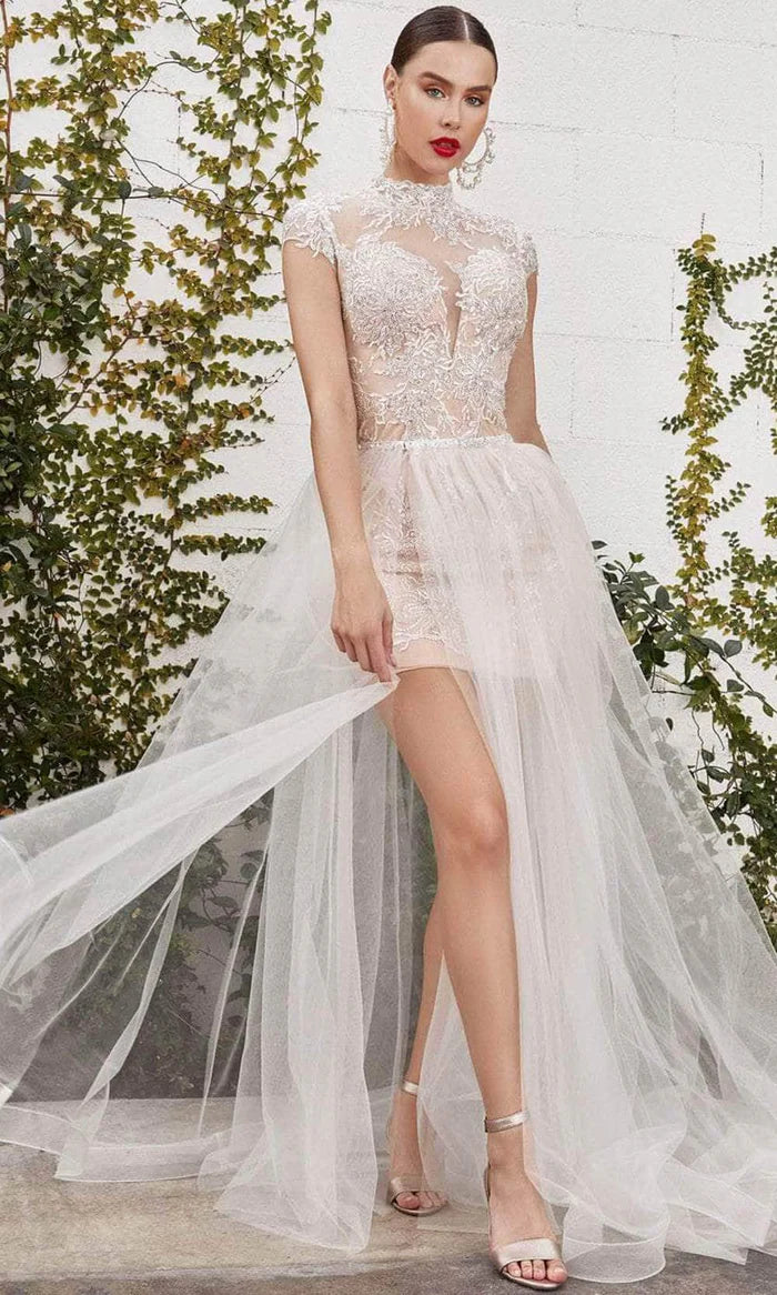 Halter Beaded A-Line Dress Wedding Dresses With Attached Train