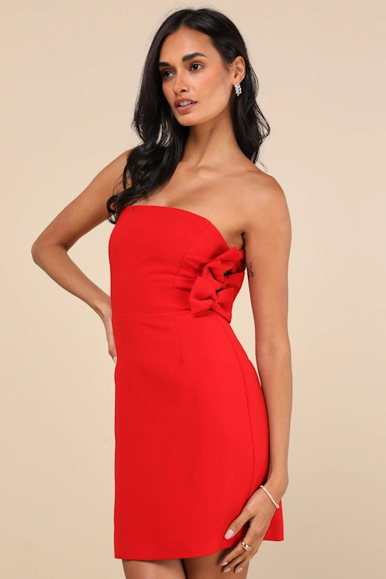 Harlee Strapless Bow Mini Dress Homecoming Dress