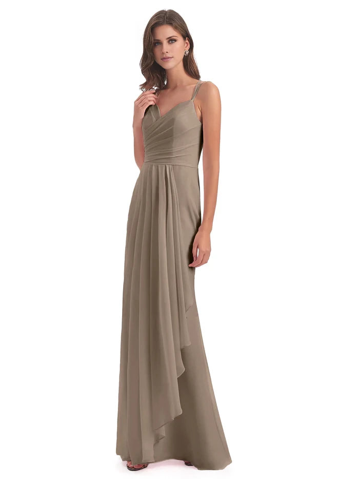 Hourglass Spaghetti Straps Chiffon Bridesmaid Dresses